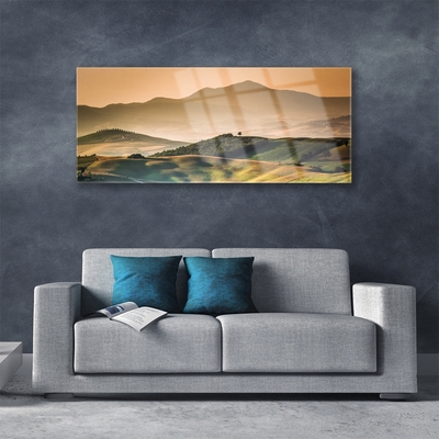 Plexiglas schilderij Veld bergen landschap