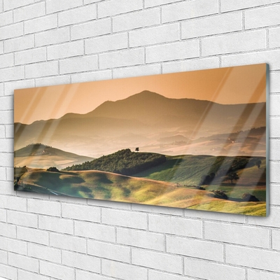 Plexiglas schilderij Veld bergen landschap