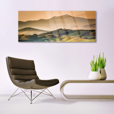 Plexiglas schilderij Veld bergen landschap