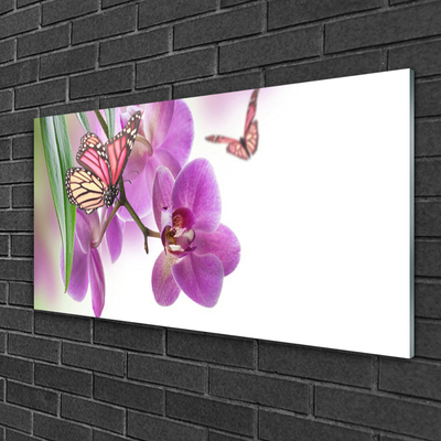 Plexiglas schilderij Butterflies bloemen nature