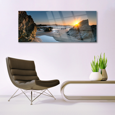 Plexiglas schilderij Rock beach sun landschap