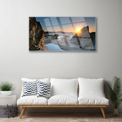 Plexiglas schilderij Rock beach sun landschap
