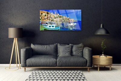 Plexiglas schilderij Stad boot overzees landschap