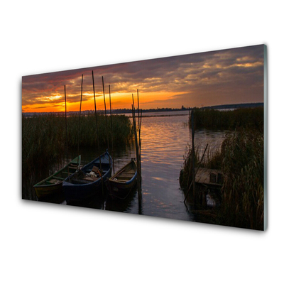 Plexiglas schilderij Boot sea grass landschap