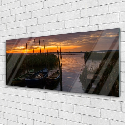 Plexiglas schilderij Boot sea grass landschap