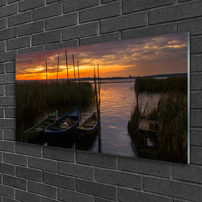 Plexiglas schilderij Boot sea grass landschap