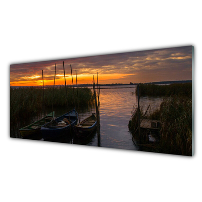 Plexiglas schilderij Boot sea grass landschap