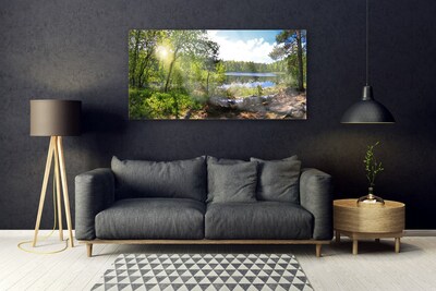 Plexiglas schilderij Lake forest trees nature