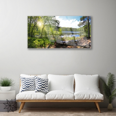 Plexiglas schilderij Lake forest trees nature