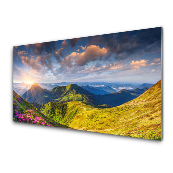 Plexiglas schilderij Sun mountain weidelandschap