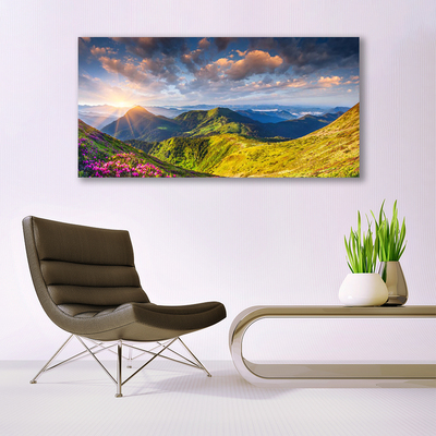 Plexiglas schilderij Sun mountain weidelandschap