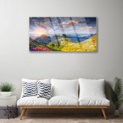 Plexiglas schilderij Sun mountain weidelandschap