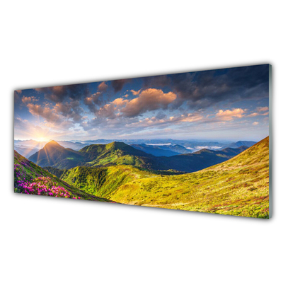 Plexiglas schilderij Sun mountain weidelandschap