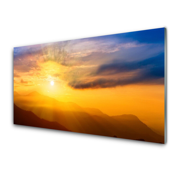 Plexiglas schilderij Mountain zon wolken landschap