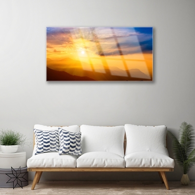 Plexiglas schilderij Mountain zon wolken landschap
