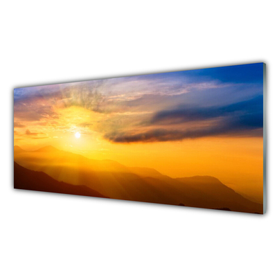 Plexiglas schilderij Mountain zon wolken landschap