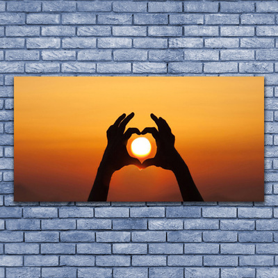 Plexiglas schilderij Handen van het hart liefde de zon