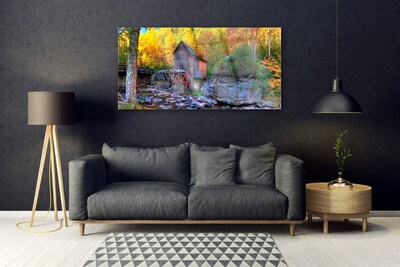 Plexiglas schilderij Watermill bos van de herfst