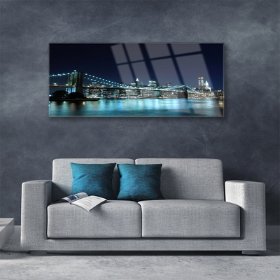 Plexiglas schilderij Bridge city nacht van de architectuur