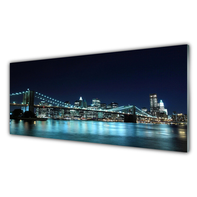Plexiglas schilderij Bridge city nacht van de architectuur