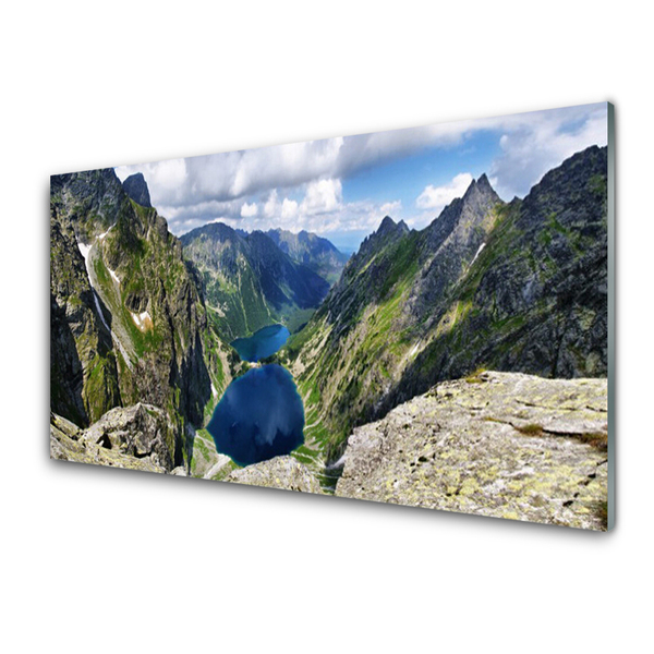 Plexiglas schilderij Mountain lake valley pieken