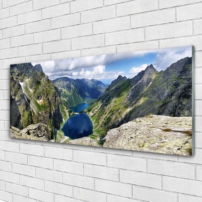 Plexiglas schilderij Mountain lake valley pieken