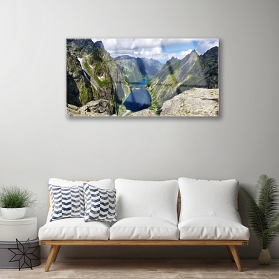 Plexiglas schilderij Mountain lake valley pieken