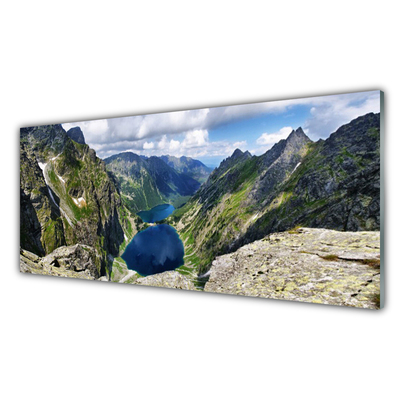 Plexiglas schilderij Mountain lake valley pieken