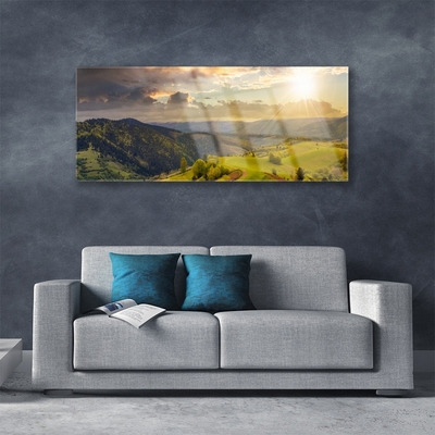 Print op plexiglas Mountain meadow sunset