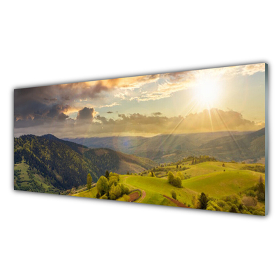 Print op plexiglas Mountain meadow sunset