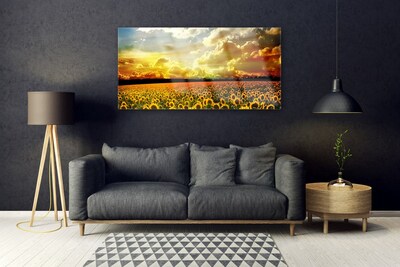 Print op plexiglas Gebied van zonnebloemen landscape