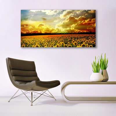 Print op plexiglas Gebied van zonnebloemen landscape