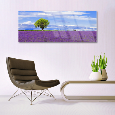 Print op plexiglas Gebied van de lavendel nature tree