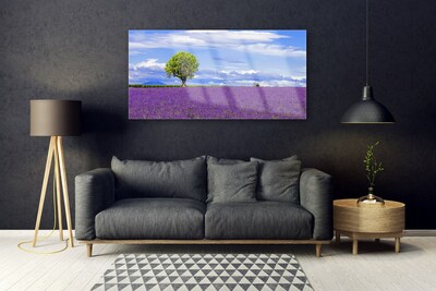 Print op plexiglas Gebied van de lavendel nature tree