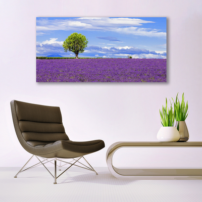 Print op plexiglas Gebied van de lavendel nature tree
