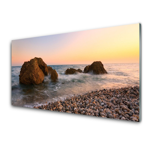 Print op plexiglas Rocks coast sea waves