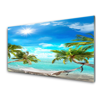 Print op plexiglas Tropische palmbomen hangmat beach