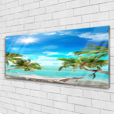 Print op plexiglas Tropische palmbomen hangmat beach