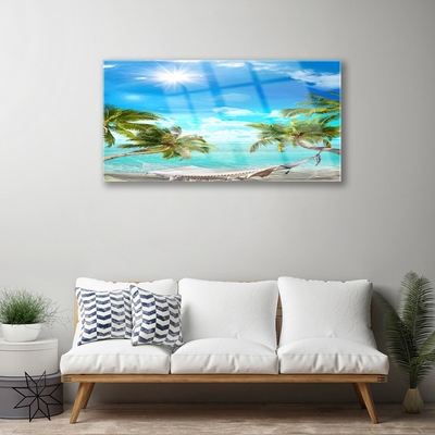 Print op plexiglas Tropische palmbomen hangmat beach