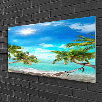 Print op plexiglas Tropische palmbomen hangmat beach