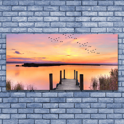 Print op plexiglas Pier sunset lake