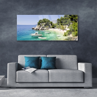 Print op plexiglas Rocks sea beach boats