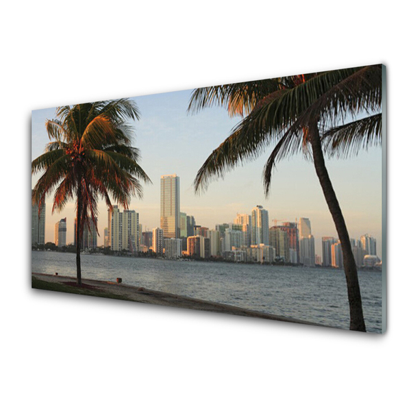 Print op plexiglas Tropische palm city sea