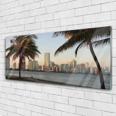 Print op plexiglas Tropische palm city sea