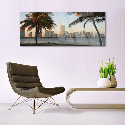 Print op plexiglas Tropische palm city sea