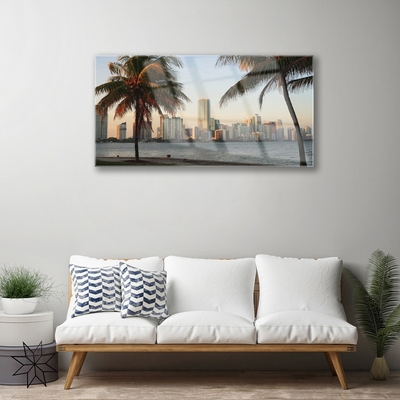 Print op plexiglas Tropische palm city sea