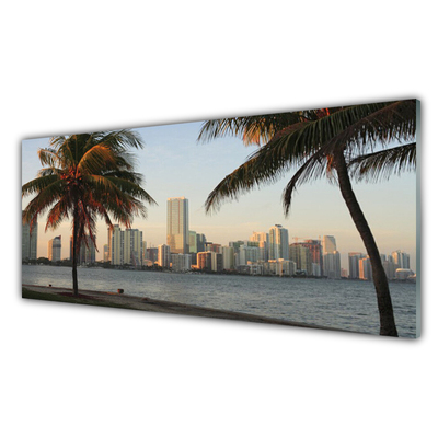 Print op plexiglas Tropische palm city sea