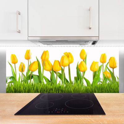 Spatscherm keuken Tulpen aan de muur