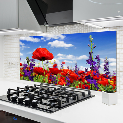 Spatscherm keuken Bloemen op de muur