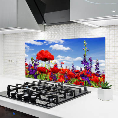 Spatscherm keuken Bloemen op de muur